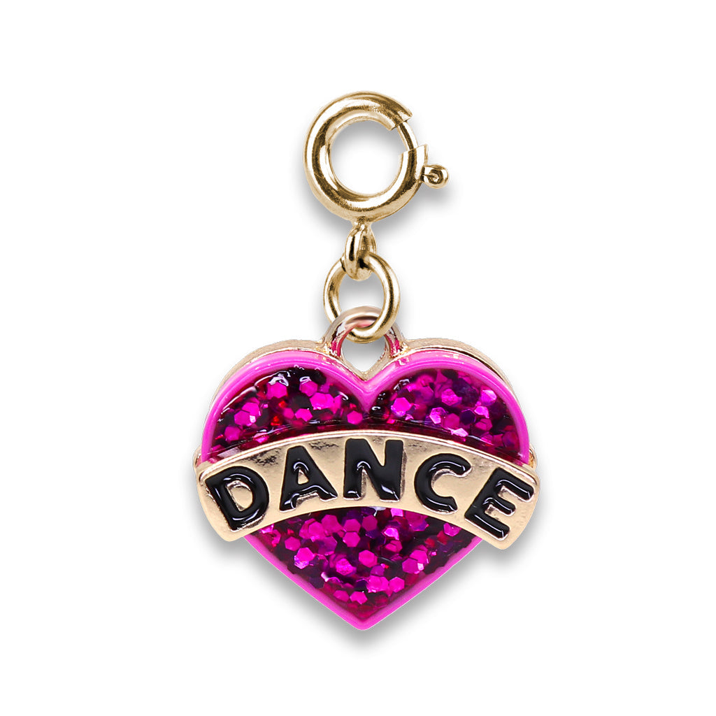 Charm It Gold Glitter Dance Heart Charm