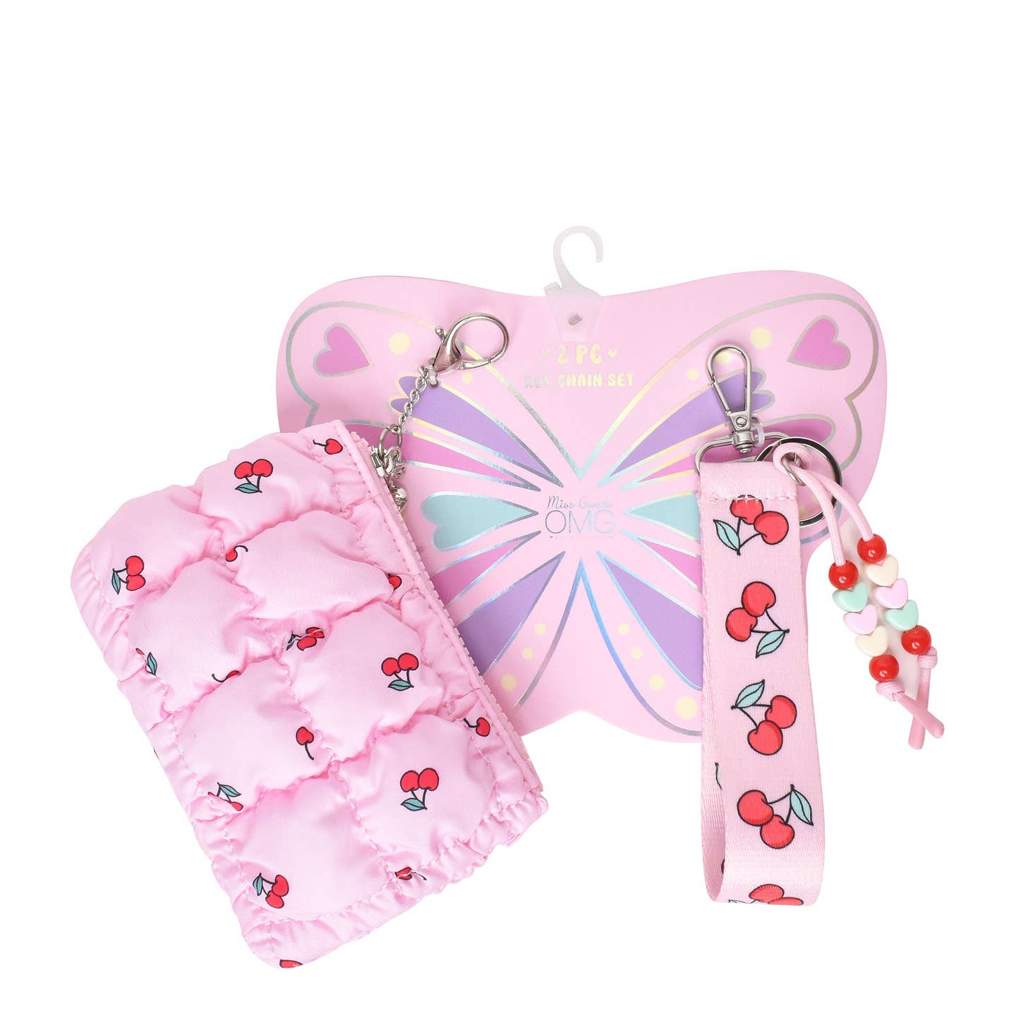 Quilted Scrunchies Cherry Printed Bag Charm Set