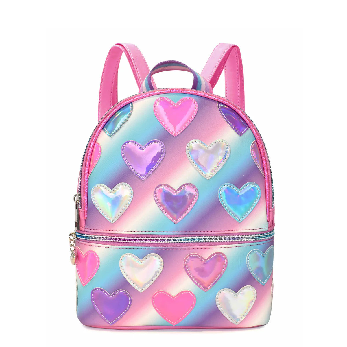 cute trendy mini backpack Metallic Heart-Patched Ombre Mini Backpack – Ballera Dance