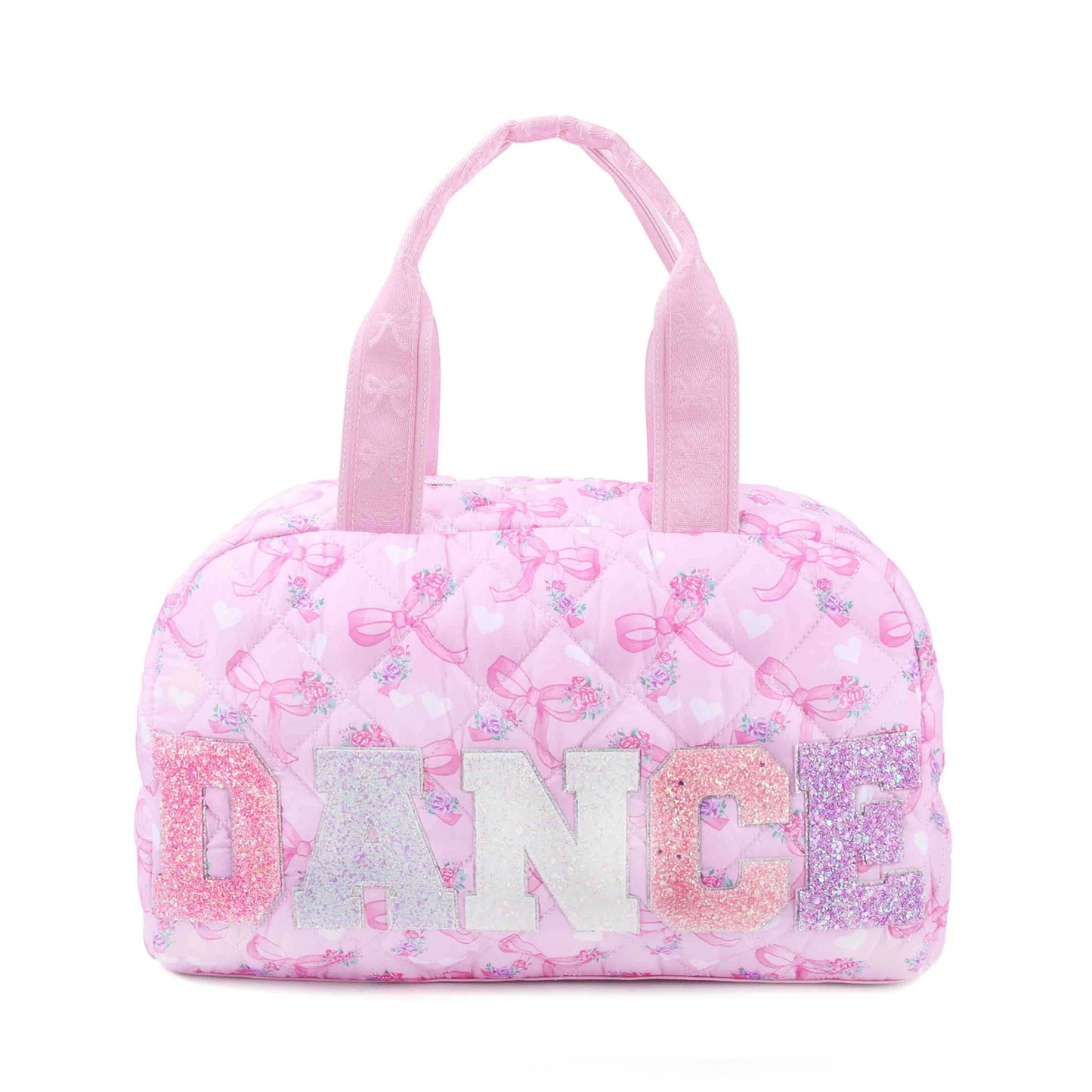 OMG Dance Quilted Floral Bow Print Medium Duffle Bag