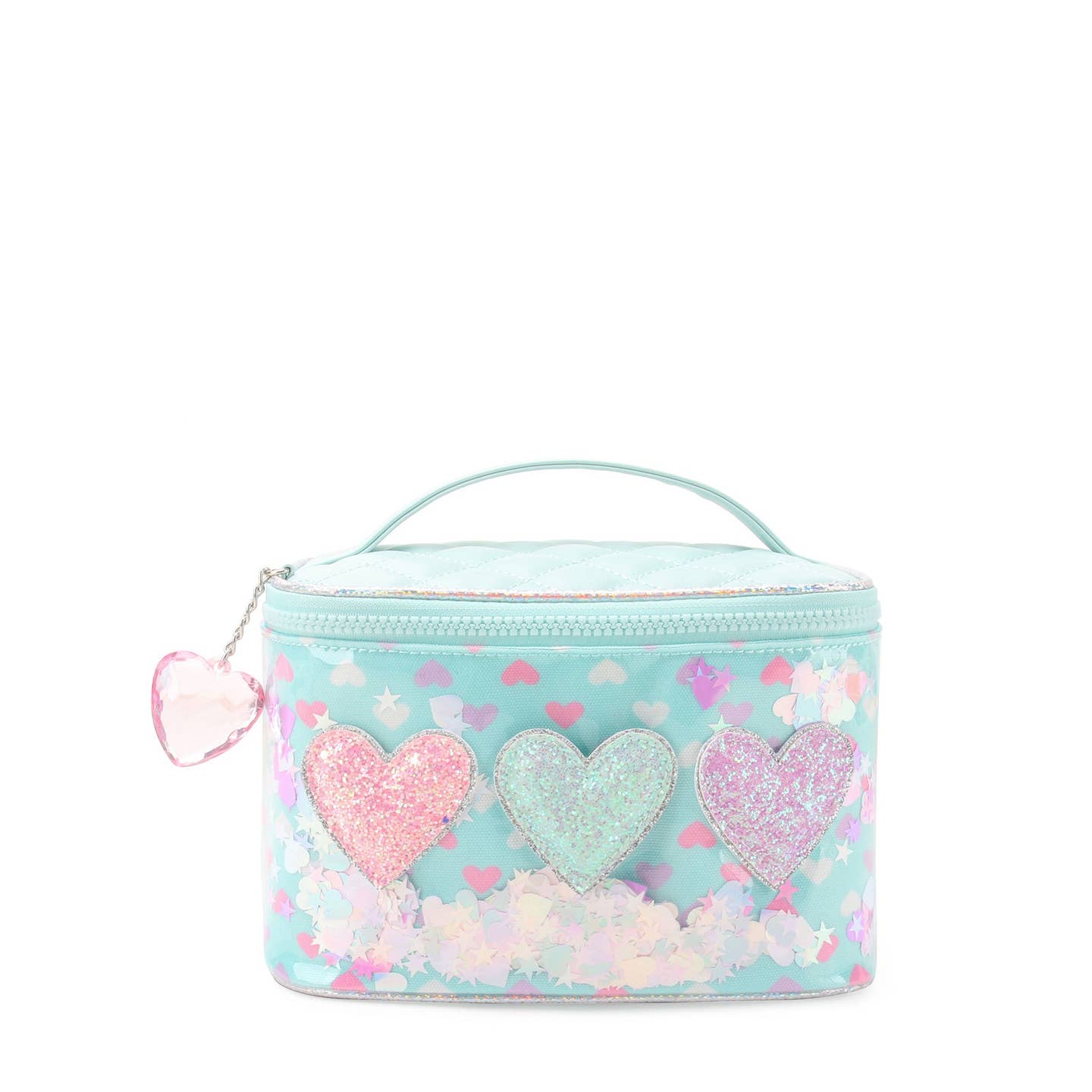 Confetti Hearts Aqua Glam Bag