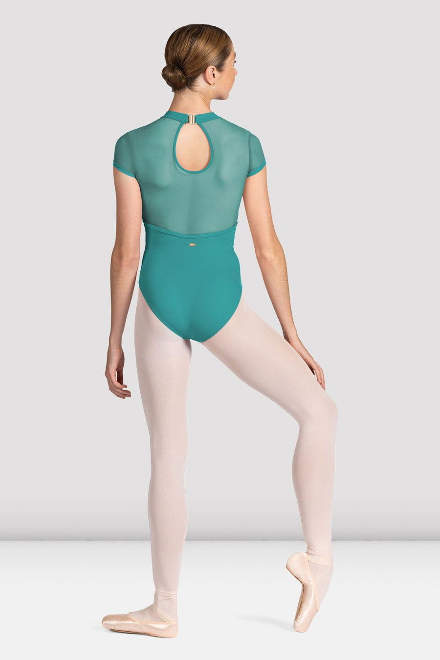 Mock Neck Mesh Back Cap Sleeve Leotard