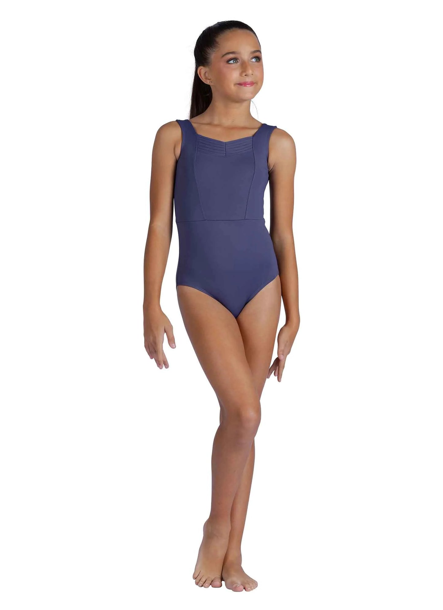 Kids Reese Tank Leotard with Pleating
