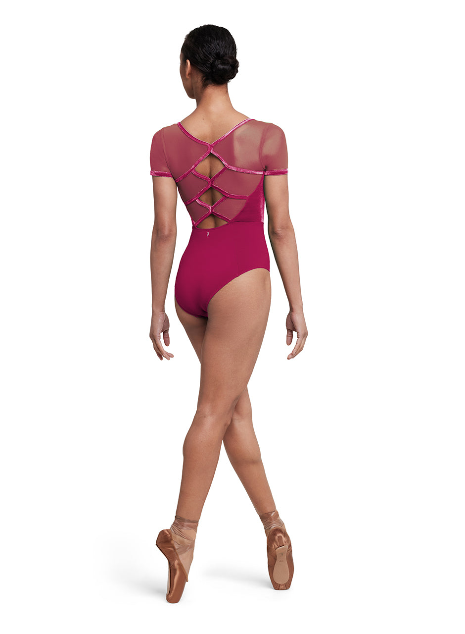 Velvet Square Neck Cap Sleeve Leotard