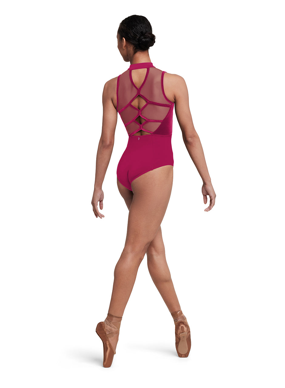 Velvet Mock Neck Zip Front Leotard