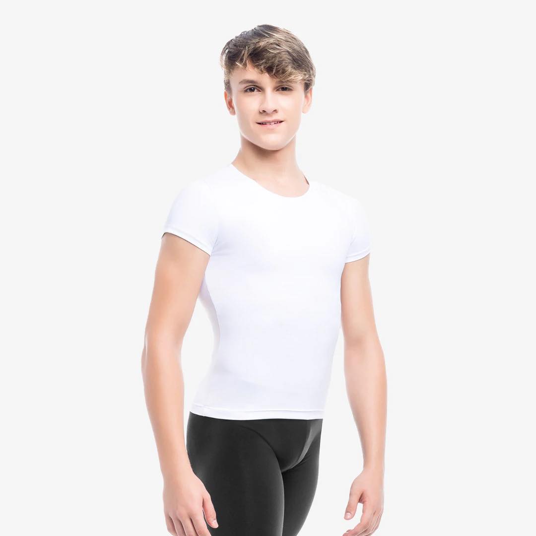 Boy's White Dance Top with MBSA Logo