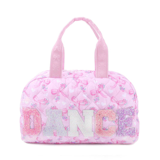 OMG Dance Quilted Floral Bow Print Medium Duffle Bag