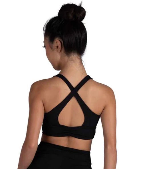 Leighton Black Shirred Halter Top