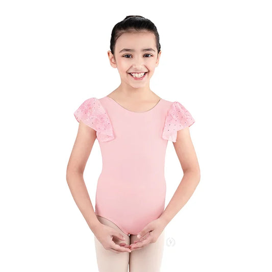 Eurotard Girls Cotton Flutter Sleeve Leotard