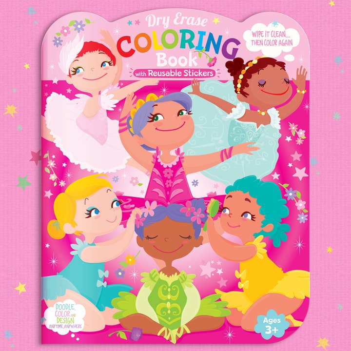 Dry Erase Reusable Coloring Book with Stickers | Ballet