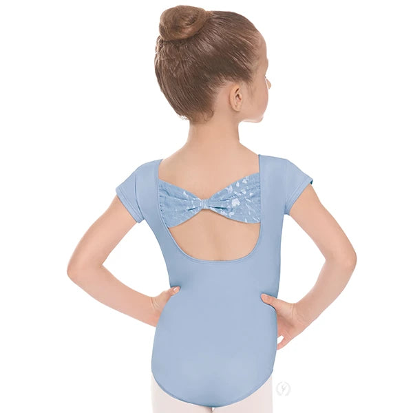 Eurotard Girls Impression Mesh Bow Back Short Sleeve Leotard