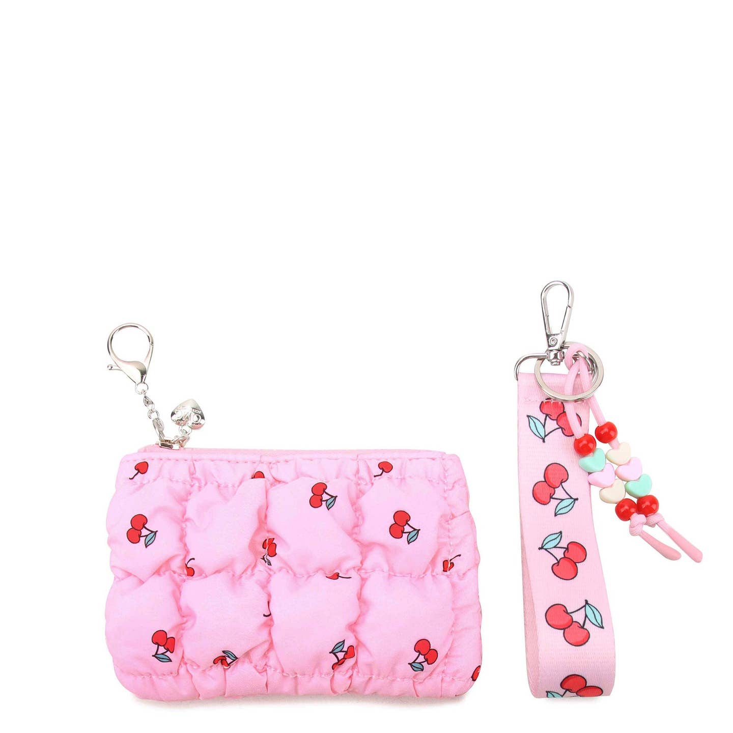 Quilted Scrunchies Cherry Printed Bag Charm Set