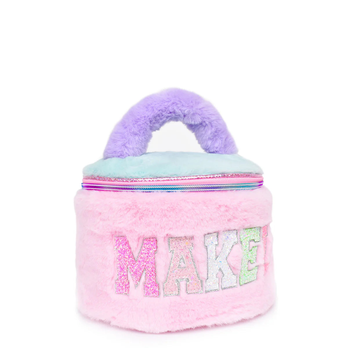 OMG 'Makeup' Color Block Plush Round Glam Bag