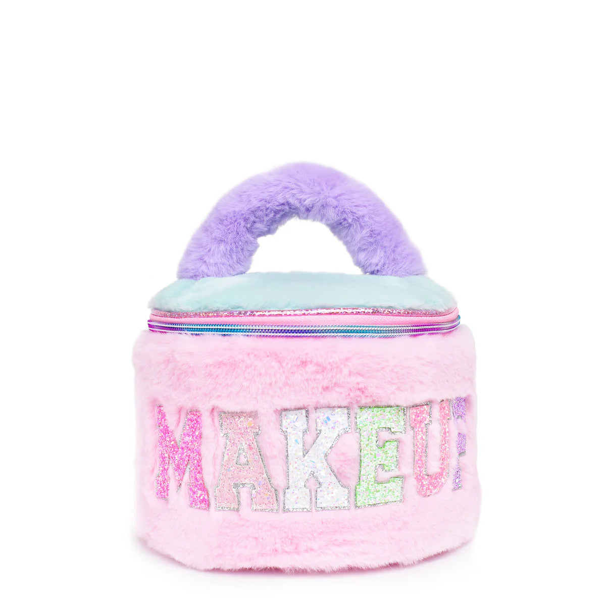 OMG 'Makeup' Color Block Plush Round Glam Bag