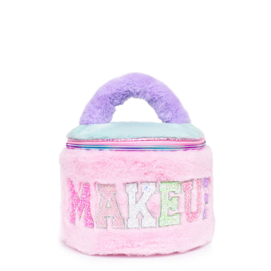 OMG 'Makeup' Color Block Plush Round Glam Bag