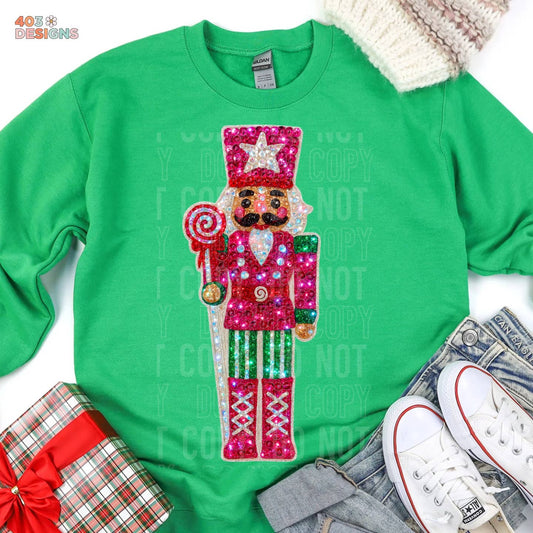 Green Faux Sequin Nutcracker Sweatshirt